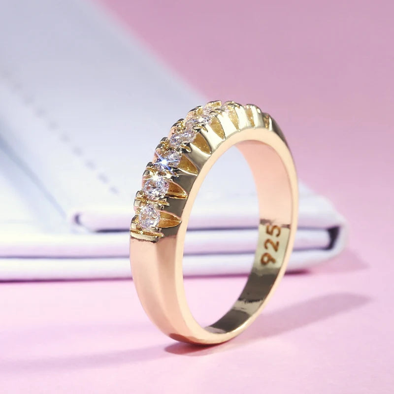 Huitan High Quality Office Lady Accessories Rings Golden Color Halo Micro Paved Casual Style Female Jewel With Size 6-10 2019