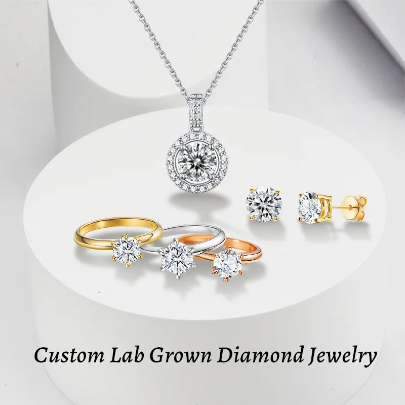 Starsgem 10k 14k Gold Diamond Ring Round 2.5mm DEF-VS HPHT CVD Lab Diamond Engagement Ring