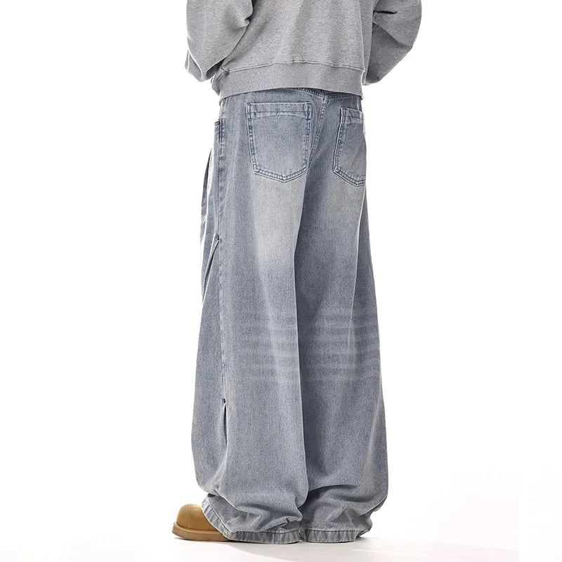 Y2k Men'S Baggy Jeans Unisex Trendy Casual Wide-Leg Denim Pants High Street Quality Korean Streetwear Trousers
