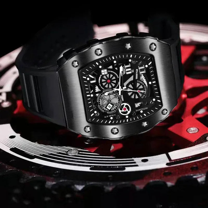 MAYZHISU Men's Watch Light Luxury Wine Barrel dial Men Quartz Watch Fashionable Night Glow Sports Watch Calendar Clock Reloj