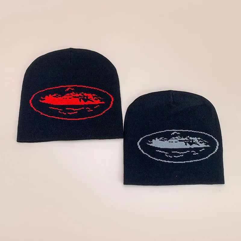 New Retro European American Knitted Hat for Men Women Street Hip-Hop Skateboarding Printing Beanies Hat Autumn Winter Warm