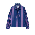 KONDALA 2026 Spring Summer Casual Women Shirts Fashion Streetwear Striped Single Breasted Turndown Collar Ladies Shirts