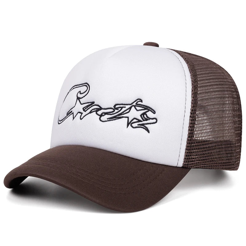 2025 Fashion Simple New Breathable Mesh Hat C Five pointed Star Embroidered Street Hip Hop Hat Daily Commuting Wear Baseball Hat