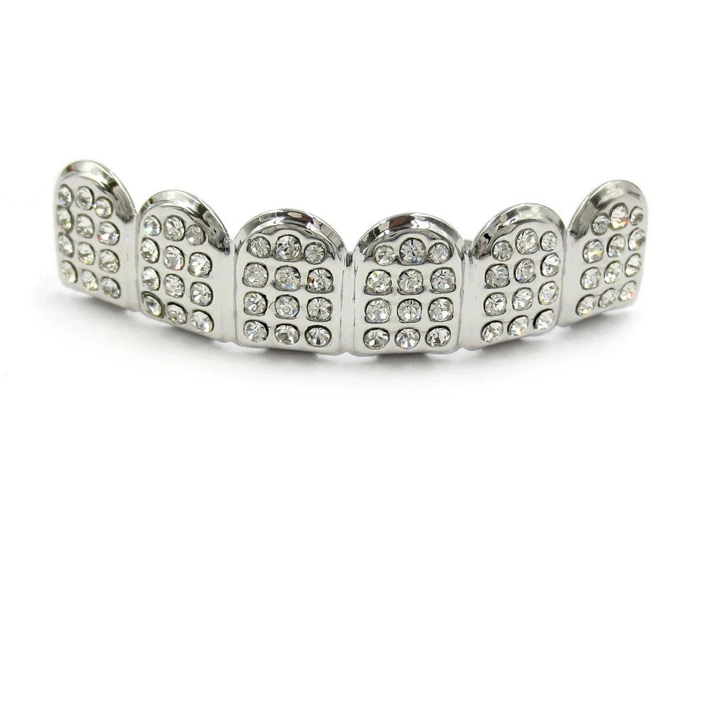 Out Full CZ Stones Teeth Grillz Fashion 5A+ Cubic Zircon 6 Top&6 Bottom Tooth Caps For Men Women Dental Grills xt1786-fro
