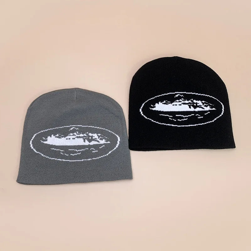 New Retro European American Knitted Hat for Men Women Street Hip-Hop Skateboarding Printing Beanies Hat Autumn Winter Warm