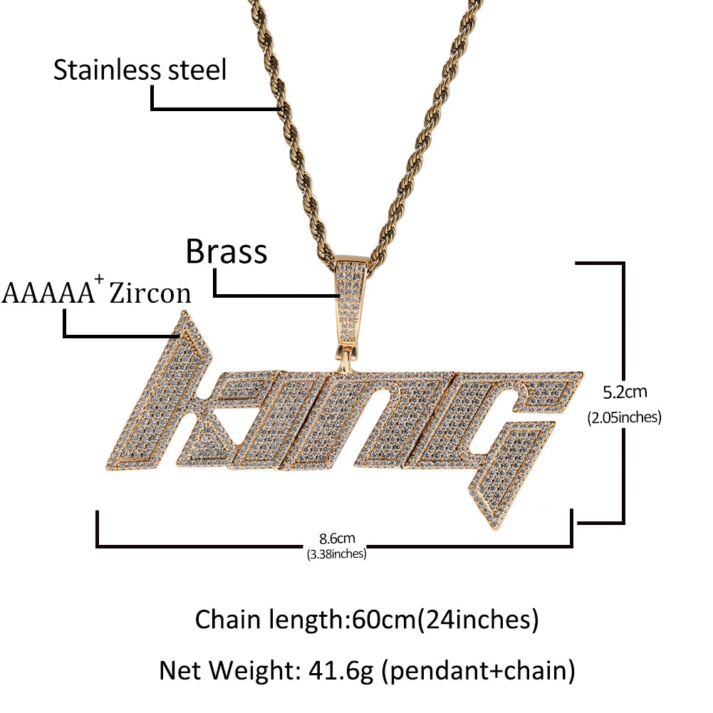Uwin Custom Initial Letter Name Iced Out Bling Cubic Zirconia Pendant Chain Necklace Hiphop Punk Jewelry For Gift