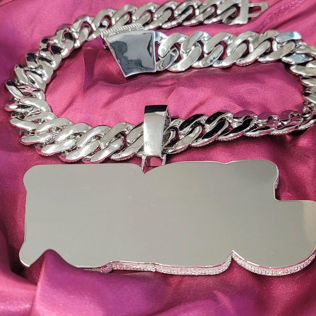 Custom Big Letter&Number Pendant Miami Cuban Chain Solid Back Hip Hop Jewelry Icy Baguettecz Fashion Word Nameplate BirthdayGift