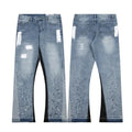American Baggy Jeans Streetwear Splashed Ink Patchwork Men Women Clothing Tie Dye Trendy Pants Straight Slim Micro-flard Pants
