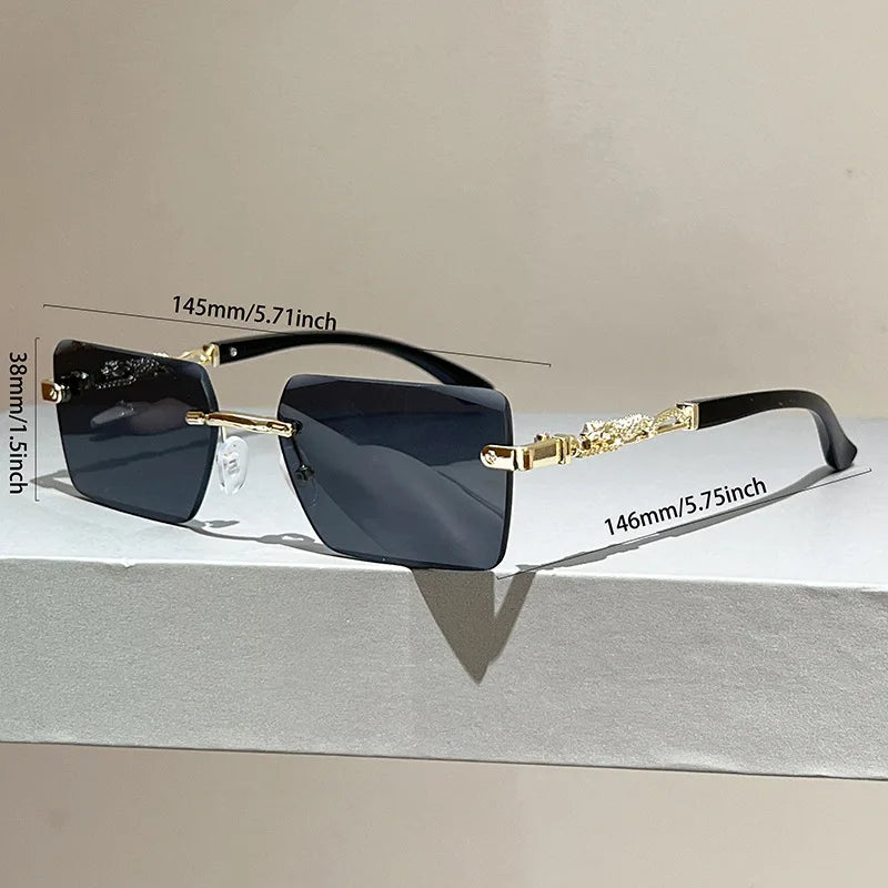 Rimless Sunglasses Rectangle INS Fashion Popular Women Men Shades Small Square Sun Glasses Female Male Summer Traveling Oculos