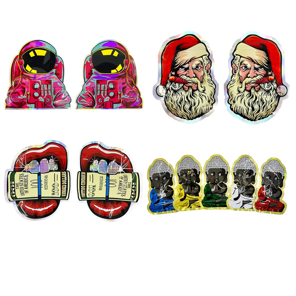 Cartoon Irregular Cute Mylar Bags 1g 2g 3.5g Smell Proof Pouch Soft Touch Empty Zip Lock 3.5 Package Die Cut Storage Packaging