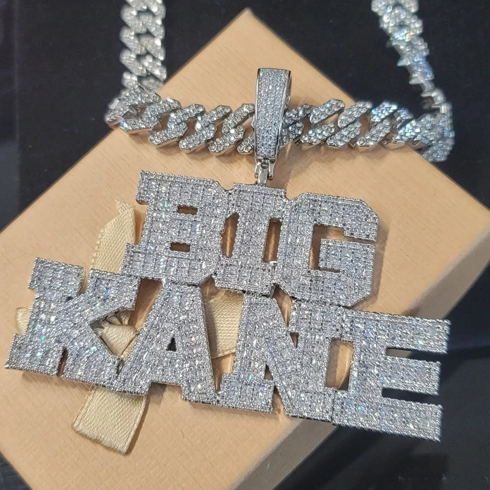 Custom Baguettecz Letter Pendant Iced Out Chain Fashion Two Rows Name Necklace Solid Back University Font Hip Hop Jewelry Gifts