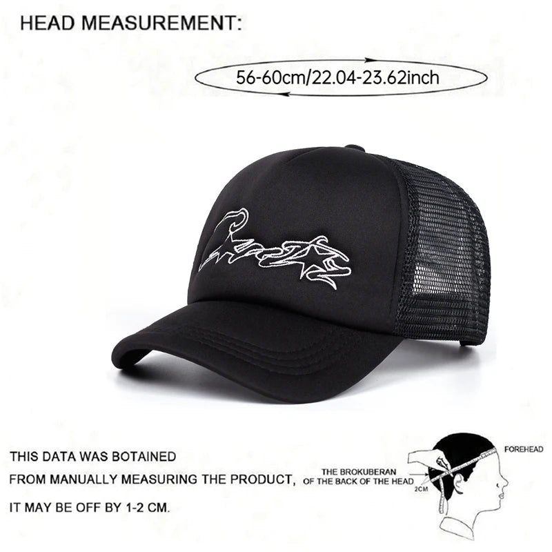2025 Fashion Simple New Breathable Mesh Hat C Five pointed Star Embroidered Street Hip Hop Hat Daily Commuting Wear Baseball Hat