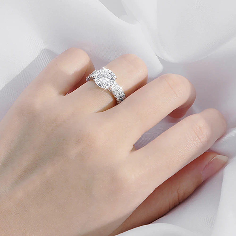 Serenity 5.28ct All Moissanite Rings Set Women Gift Sparkling Lab Diamond Wedding Rings S925 Sterling Silver Plated 18K Jewelry