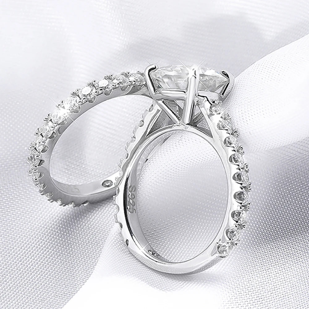 Serenity 5.28ct All Moissanite Rings Set Women Gift Sparkling Lab Diamond Wedding Rings S925 Sterling Silver Plated 18K Jewelry