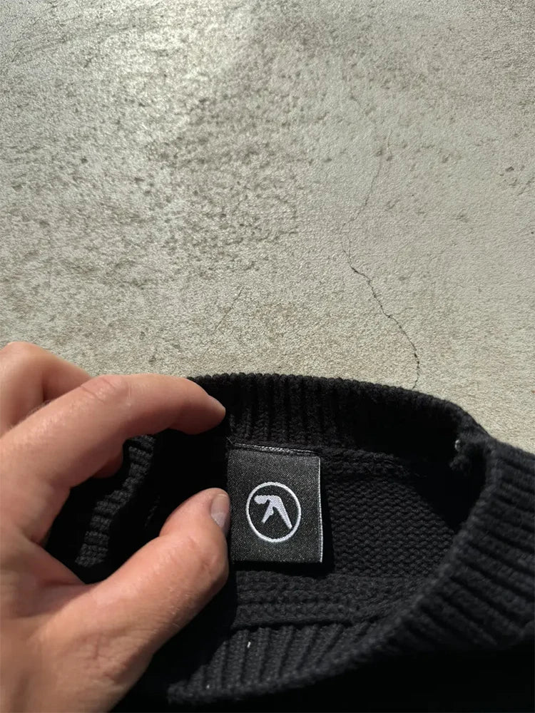 Men's Sweater Y2K Aphex Twin Knit Oversized Pullovers Gothic Jumper Winter Graphic Streetwear Long Sleeve Tops Vintage Clothing (Copy)