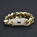 Miami Cuban Bracelet 14K Gold Plated - Thick Solid Monaco Chain with Iced Diamond Clasp Hip Hop Jewelry Christmas Gift