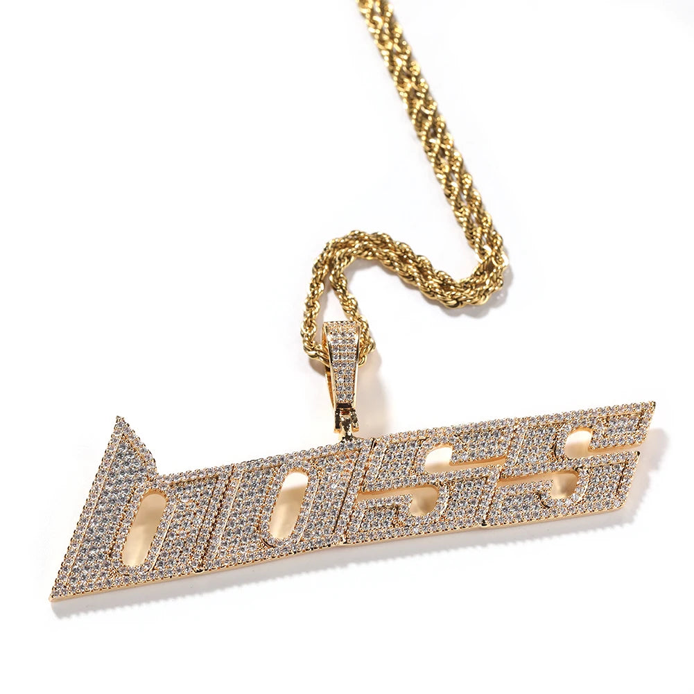 Uwin Custom Initial Letter Name Iced Out Bling Cubic Zirconia Pendant Chain Necklace Hiphop Punk Jewelry For Gift