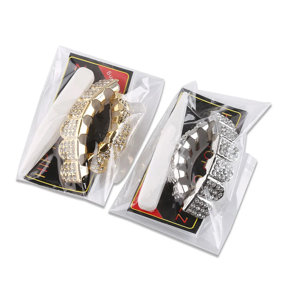 Out Full CZ Stones Teeth Grillz Fashion 5A+ Cubic Zircon 6 Top&6 Bottom Tooth Caps For Men Women Dental Grills xt1786-fro