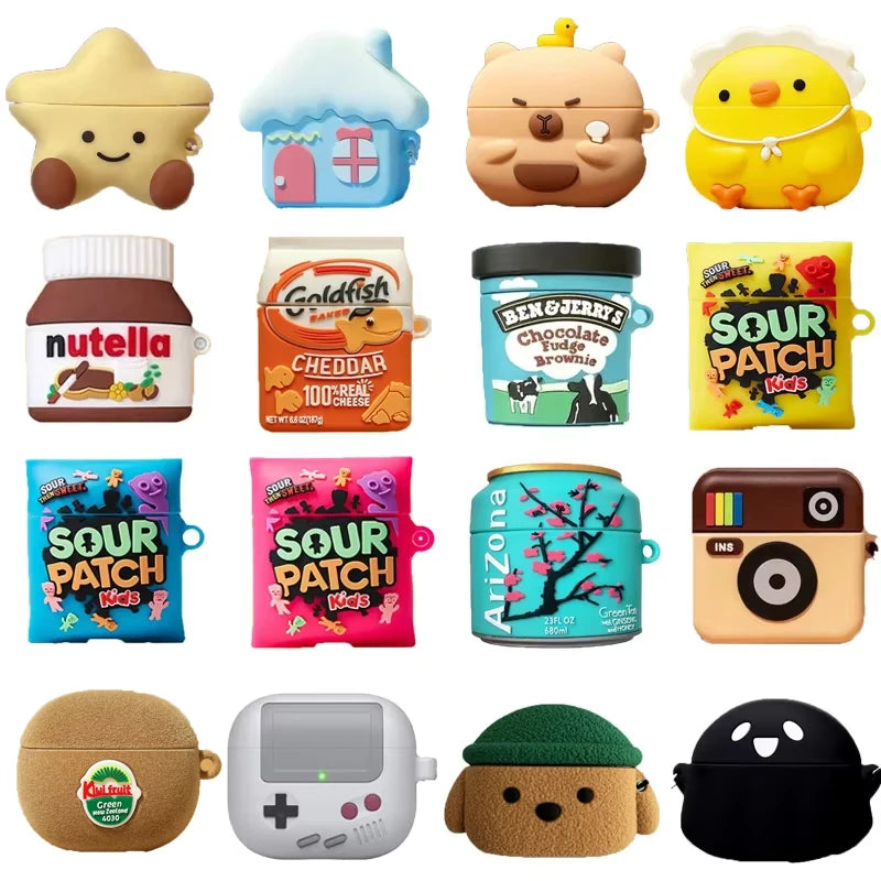 3D Silicone Earphone Case for Airpods 4 2024 Cute Cartoon Headphone Charging Box Cover for Airpods Pro 2 Case for Airpods 1 2 3