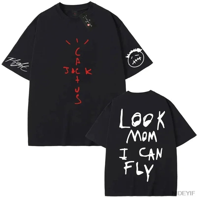 Cactus Jack T Shirt 100 Percent Cotton Men Women Hip Hop Fashion Loose Short Sleeve Fans Gift Mom I Can Fly K37 Tee
