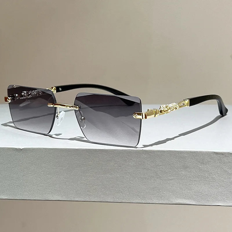Rimless Sunglasses Rectangle INS Fashion Popular Women Men Shades Small Square Sun Glasses Female Male Summer Traveling Oculos