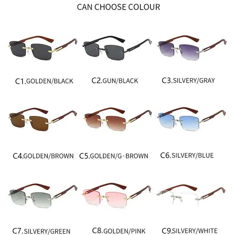 Rimless Square Sunglasses Women Men Sport Vintage Classic Sun Glasses Outdoor Driving Eyeglas Lady Man UV400 Protective Glasses