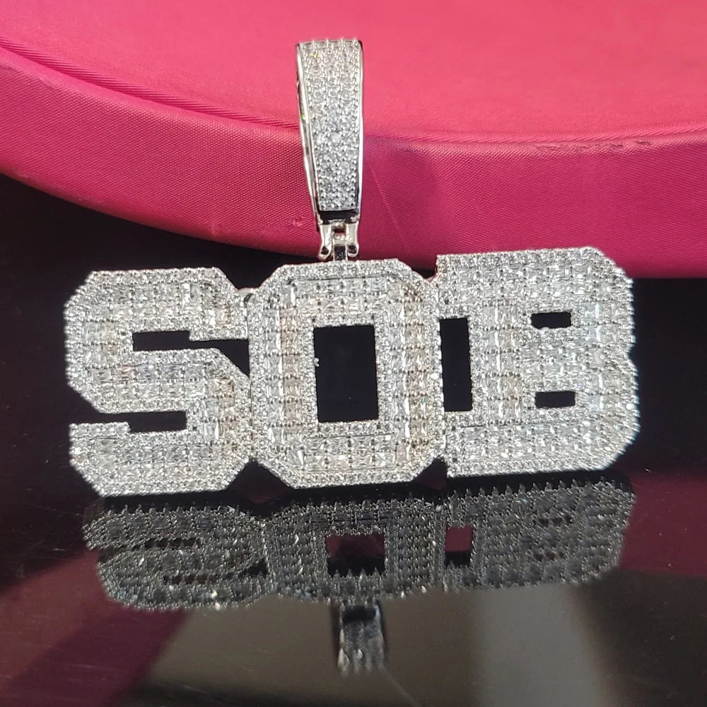 Custom Baguettecz Letter Pendant Iced Out Chain Fashion Two Rows Name Necklace Solid Back University Font Hip Hop Jewelry Gifts
