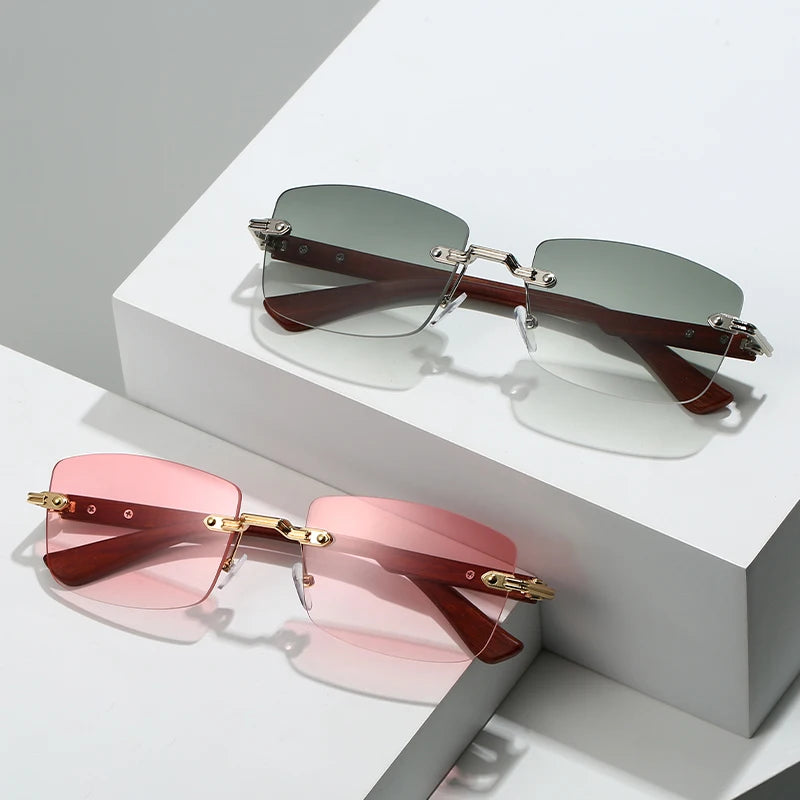 Rimless Square Sunglasses Women Men Sport Vintage Classic Sun Glasses Outdoor Driving Eyeglas Lady Man UV400 Protective Glasses