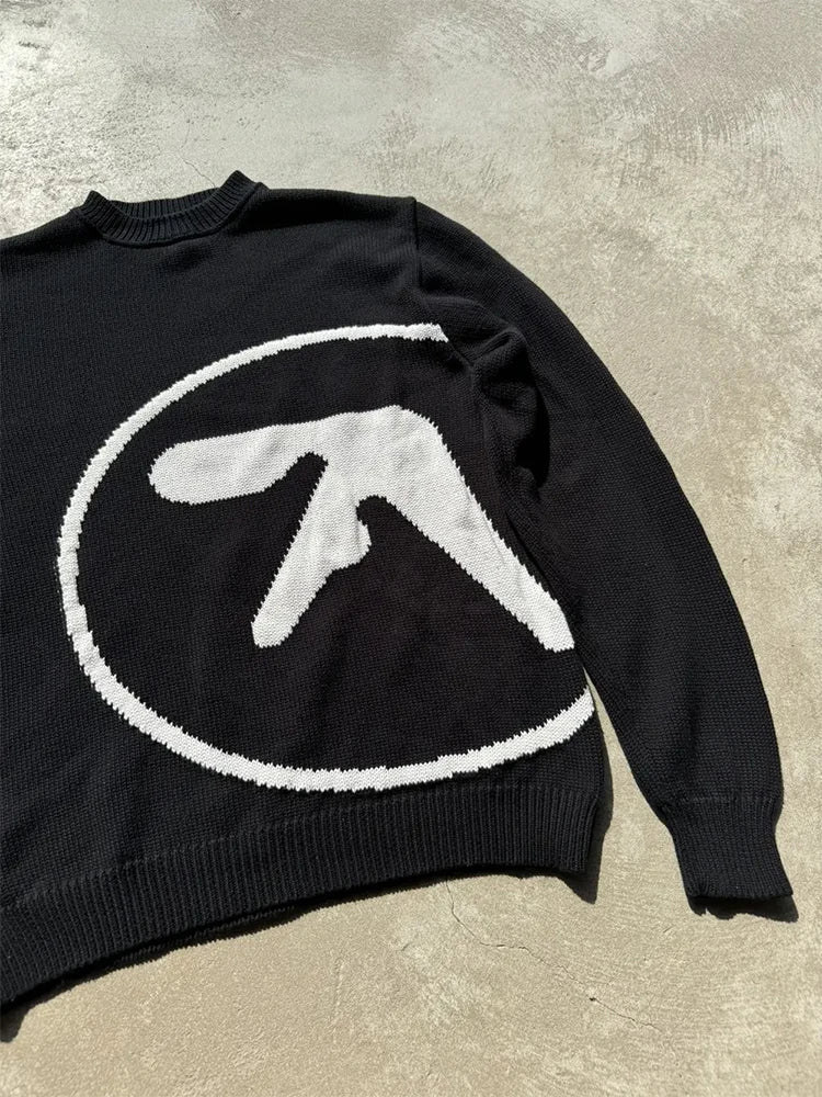Men's Sweater Y2K Aphex Twin Knit Oversized Pullovers Gothic Jumper Winter Graphic Streetwear Long Sleeve Tops Vintage Clothing (Copy)