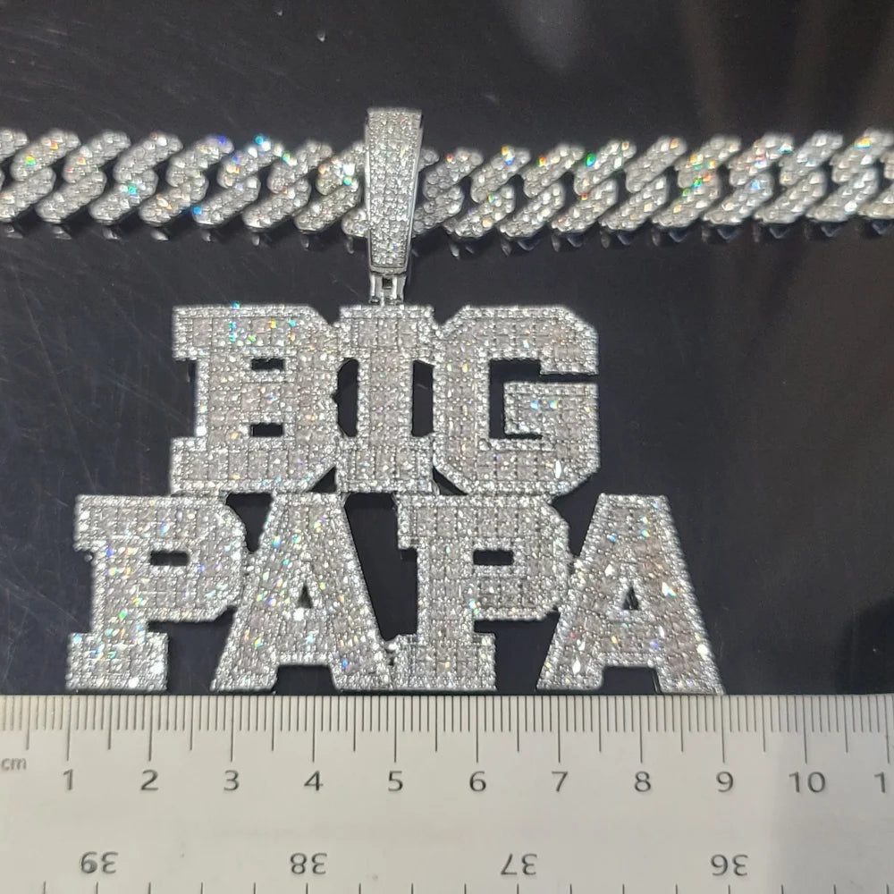 Custom Baguettecz Letter Pendant Iced Out Chain Fashion Two Rows Name Necklace Solid Back University Font Hip Hop Jewelry Gifts